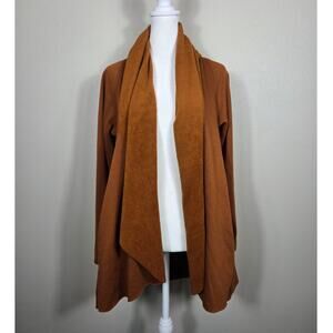 Drew Woman's Burnt Orange Open Front Fleece Lined Cardigan Size Small